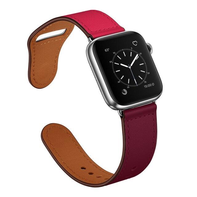 Apple Pink-Purple/Silver / 38-40mm Series 54321 Faux Leather Strap for pulseira apple watch band 42mm 38mm 40mm 44mm sports high-quality correa for apple iWatch bracelet 5/4/3/2 belt