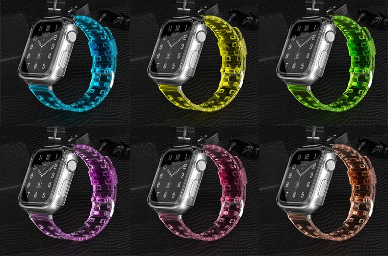 Watchbands Cover Case + Band Transparent silicone Sport Watch Band straps for Apple Watch series 6 5 4 3 bracelet for Iwatch 44mm 40mm 42mm|Watchbands|