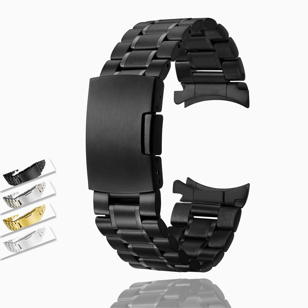 Watchbands Solid Curved End 22mm 20mm Steel Watch Band Strap For Samsung Galaxy Watch Active 1 2 46MM 44MM Black Watchband 16mm 18mm 24mm Watchbands