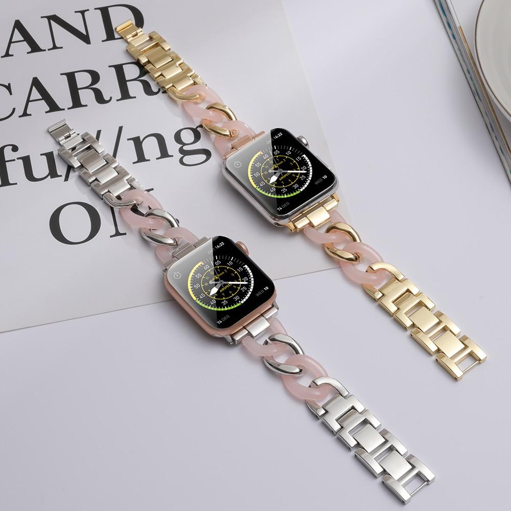 Apple Watch Band Series Cowboy Chain Style Resin Steel Watchband