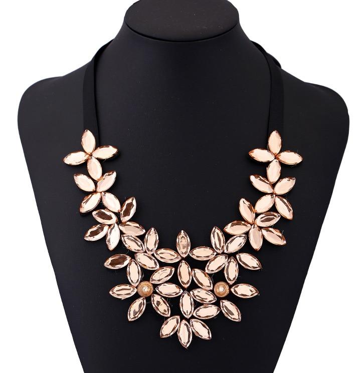 Pendant Necklaces Crystal Flower Pendant Necklace - Ribbon Choker Collar for Women