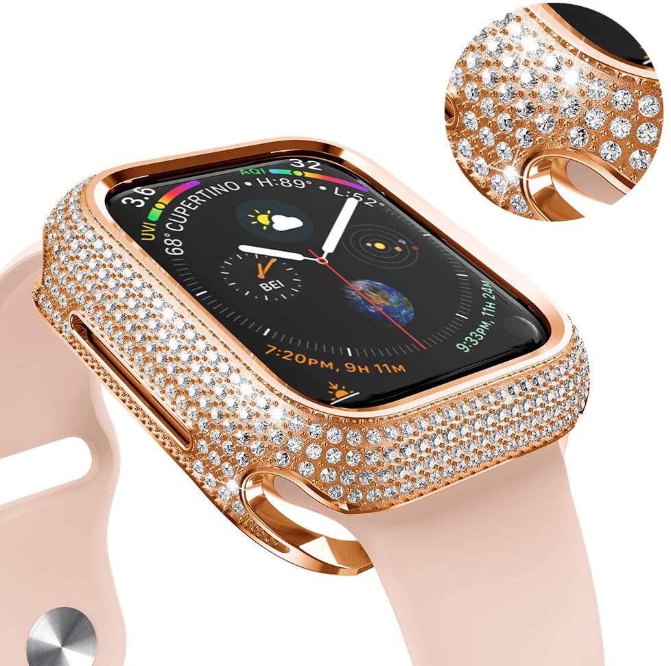 Watch Cases Diamond Cover For Apple watch case 44mm 40mm 42mm 38mm Accessories Luxury Bling Alloy bumper Protector iWatch series 3 4 5 se 6|Watch Cases|