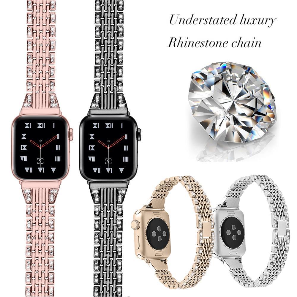 Watchbands Diamond Stainless Steel Strap For Apple Watch band 38mm 42mm 40mm 44mm Bracelet for iwatch Serie 5 4 3 2 1 Women Replace strap|Watchbands|