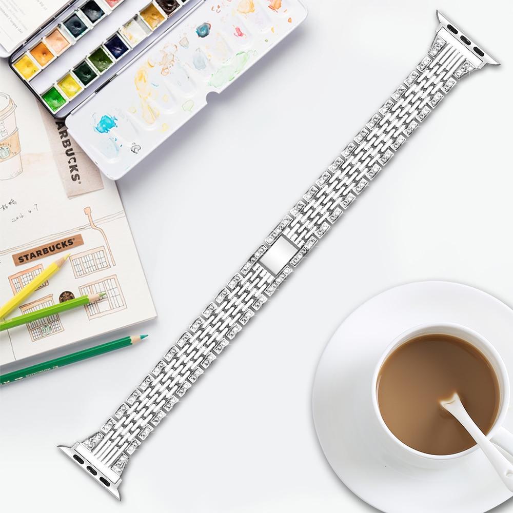 Watchbands Diamond Stainless Steel Strap For Apple Watch band 38mm 42mm 40mm 44mm Bracelet for iwatch Serie 5 4 3 2 1 Women Replace strap|Watchbands|