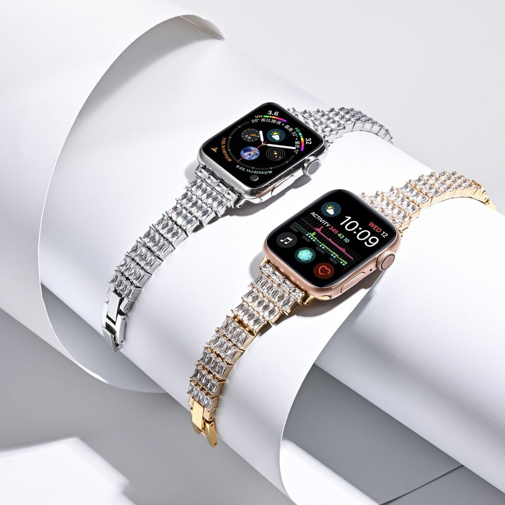 Watchbands Diamond Strap For Apple Watch Band 44mm 40mm Luxury Metal Bracelet for iwatch series 6 SE 5 4 3 2 42mm 38mm Women wrist strap|Watchbands|