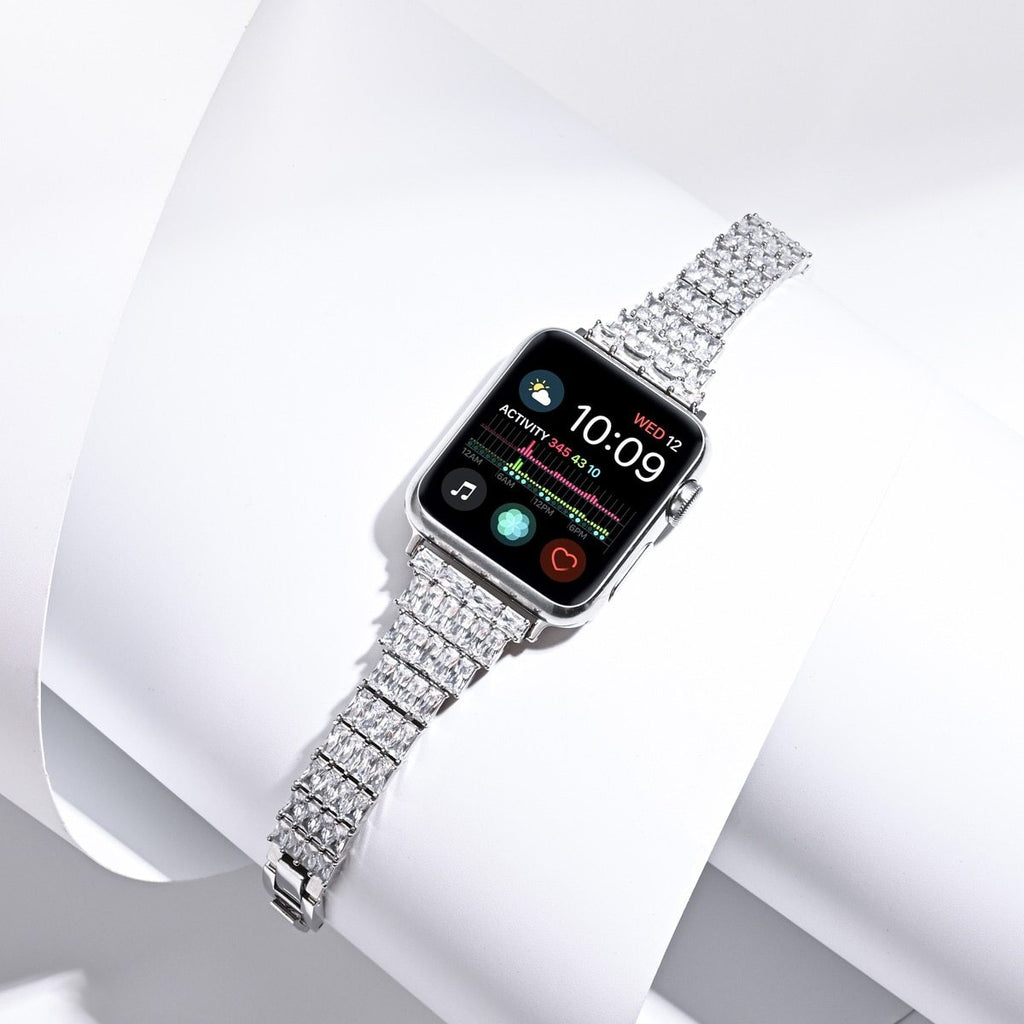 Watchbands Diamond Strap For Apple Watch Band 44mm 40mm Luxury Metal Bracelet for iwatch series 6 SE 5 4 3 2 42mm 38mm Women wrist strap|Watchbands|