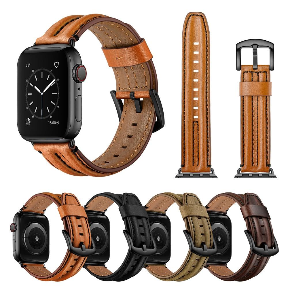 Watchbands Double Keel Cowhide Leather Band Loop Strap for Apple Watch 5 4 3 2 1 38 40 42 44mm,for Iwatch 5 Bracelet|Watchbands|