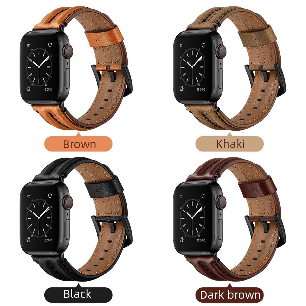 Watchbands Double Keel Cowhide Leather Band Loop Strap for Apple Watch 5 4 3 2 1 38 40 42 44mm,for Iwatch 5 Bracelet|Watchbands|