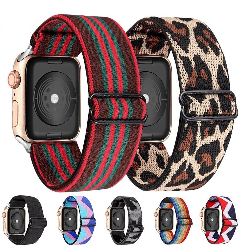 Watchbands Elastic Nylon watch band Loop Strap for apple watch 40mm 44mm 6 5 Sport wristband for iwatch 6 5 4 3 38mm 42mm Replacement band|Watchbands|