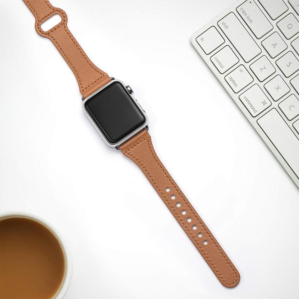 Watchbands Classic Leather Loop Strap For Apple Watch Band iWatch 38mm 40mm 42mm 44mm Slim Bracelet Wristband series 6/5/4/3/2/1 Men Women |Watchbands|