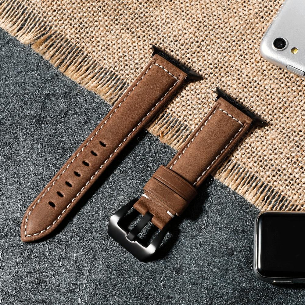 Watchbands Genuine Leather strap For Apple Watch Band 44 mm 40mm iWatch band 38 mm 42mm Retro watchband pulseira Apple watch series 5 4 3 2|Watchbands|
