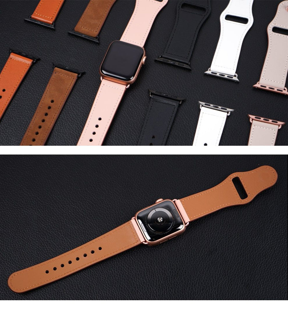 Watchbands Genuine Leather strap For Apple watch band 44 mm 40mm for iWatch 42mm 38mm bracelet for Apple watch series 5 4 3 2 38 40 42 44mm|Watchbands|