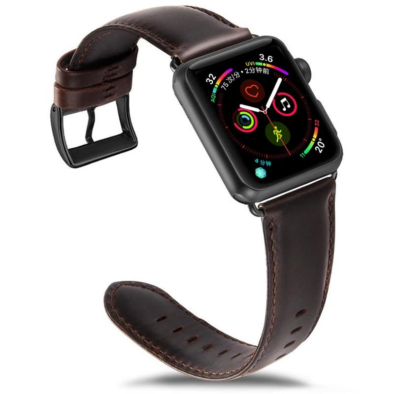 Watchbands Genuine Leather strap For Apple watch band 44mm 40mm correct iwatch 42mm 38mm bracelet watchband for apple Watch series 5 4 3|Watchbands|