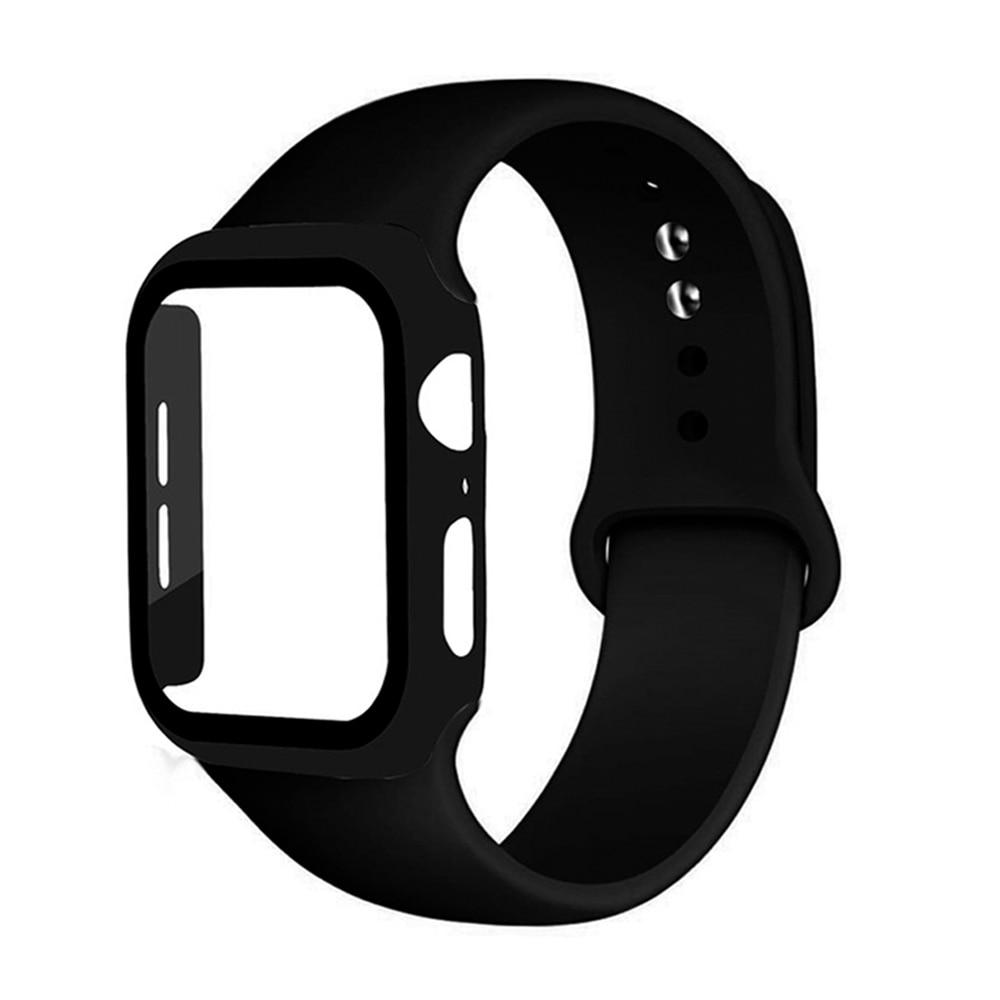 Watchbands Strap + Glass + Case for Apple Watch Band Series 6 5 4 Silicone Bumper Bracelet iWatch 38mm 40mm 42mm 44mm Waterproof Wristband |Watchbands|