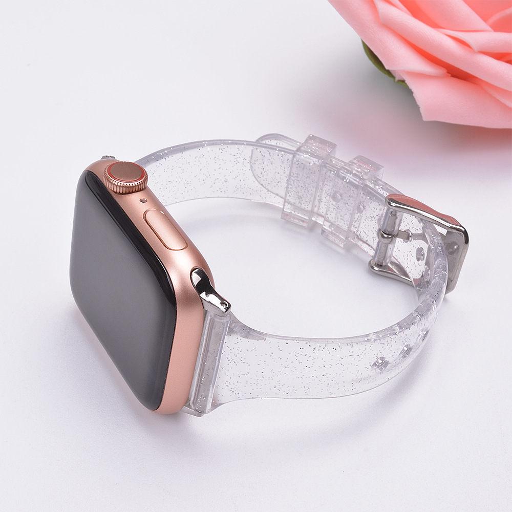 Watchbands Glitter Silicone Watchband for Apple Watch 5 42mm 44mm 38mm 40mm Slim Transparent Bracelet Band Strap correa for iwatch 5 4 3 2|Watchbands|