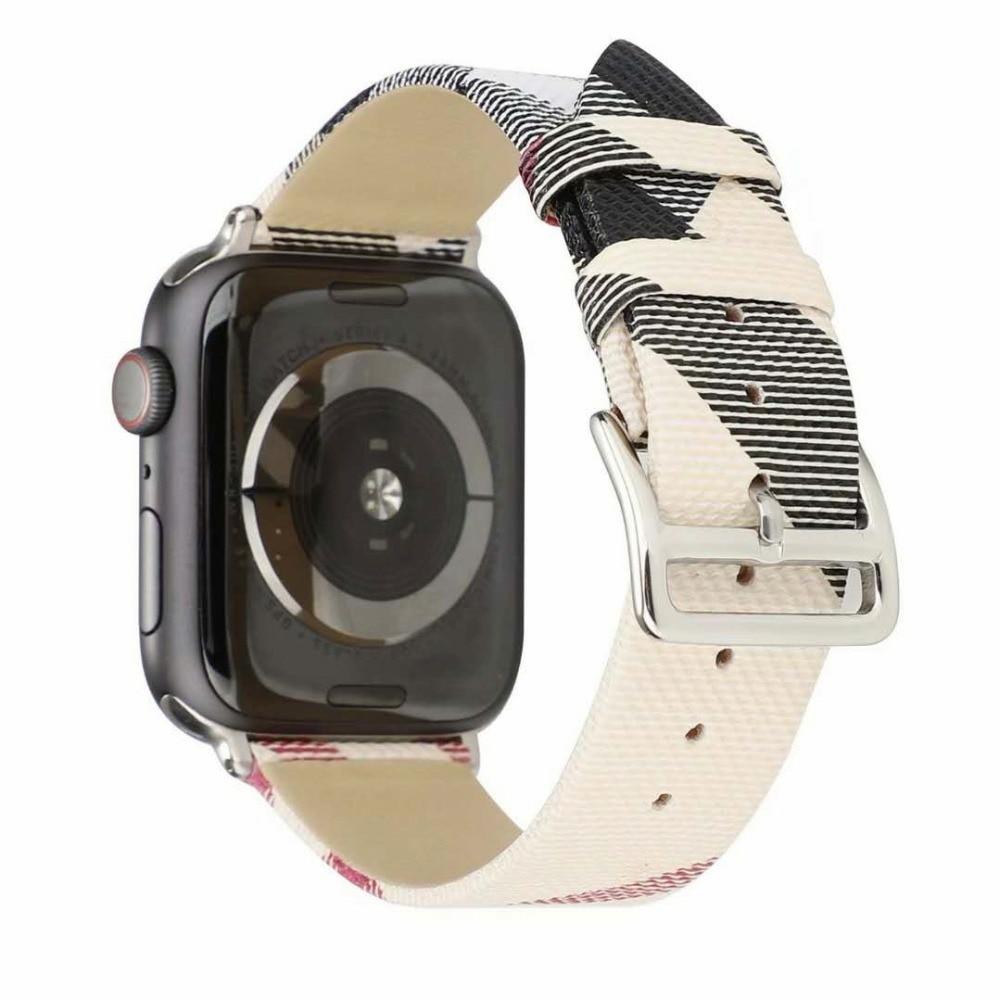 Apple Plaid checkered Pattern Leather Bracelet strap For Apple Watch band 6 5 4 3 44/40mm women/men watches wristband For iwatch series 3 2 1 42/38mm