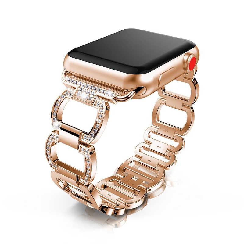 accessories Rose Gold / 42mm / 44mm Apple Watch Band Diamond bling shiny crystal breathable steel bracelet