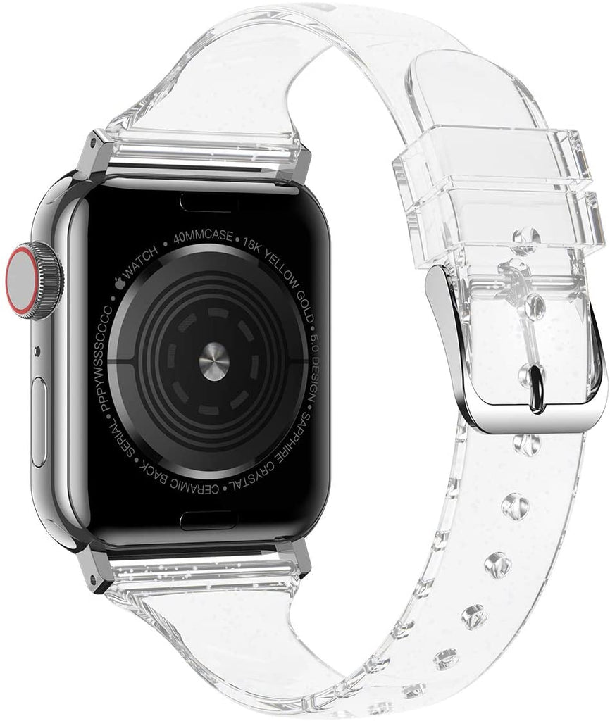 Watchbands Glitter Silicone Strap for Apple Watch Series 6 5 4 Women Slim Transparent Bracelet Band iWatch 38mm 40mm 42mm 44mm Wristband |Watchbands|