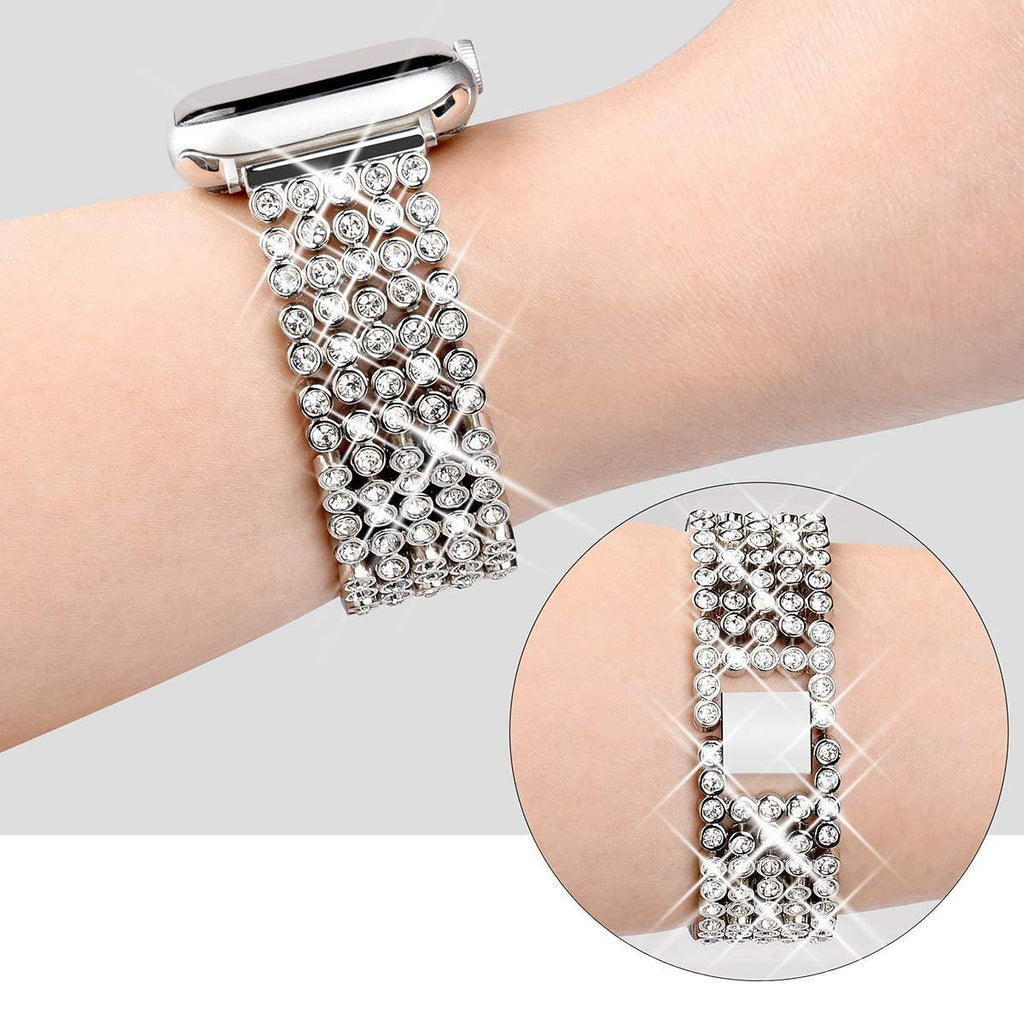 Watchbands Case cover & Apple Watch bling band crystal rhinestone black or silver
