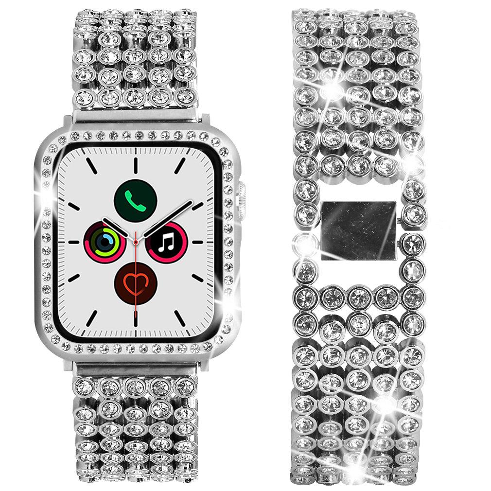Watchbands Silver / 42mm Case cover & Apple Watch bling band crystal rhinestone black or silver
