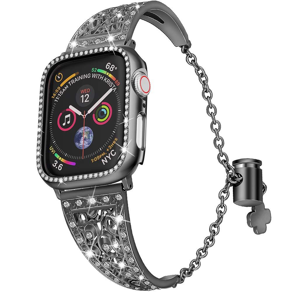 Watchbands Black / 42mm Apple Watch bling women diamond style Band & case cover ladies 2pc set