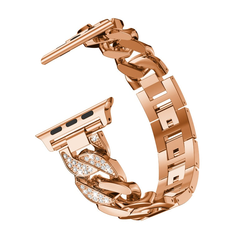 Apple watch Women Bracelet Diamond bling Chains Strap Metal Series 7 6
