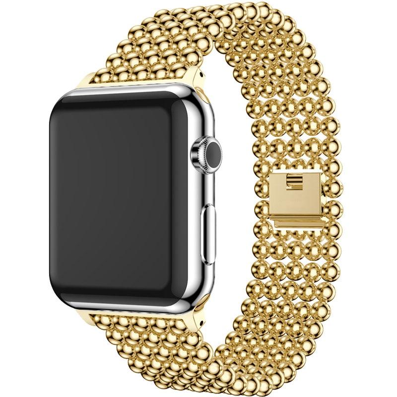 Accessories Gold / 38mm / 40mm Apple Watch Series 6 5 4 3 2 Band, Minimal Stainless Steel Metal, 38mm, 40mm, 42mm, 44mm - US Fast Shipping