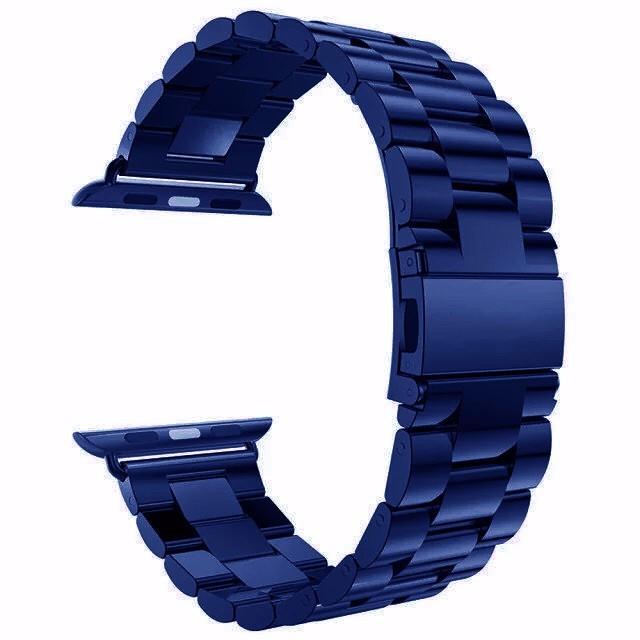 Apple Watch Series 7 6 5 4 Matte Stainless Steel, Metal Links Bracelet Color: Blue, Band Width: 38mm, 40mm, 41mm