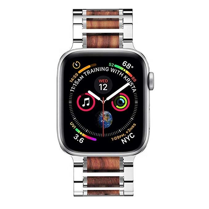 Watches Apple Watch Natural Wood Steel Band Sandalwood Cool men Wooden Strap