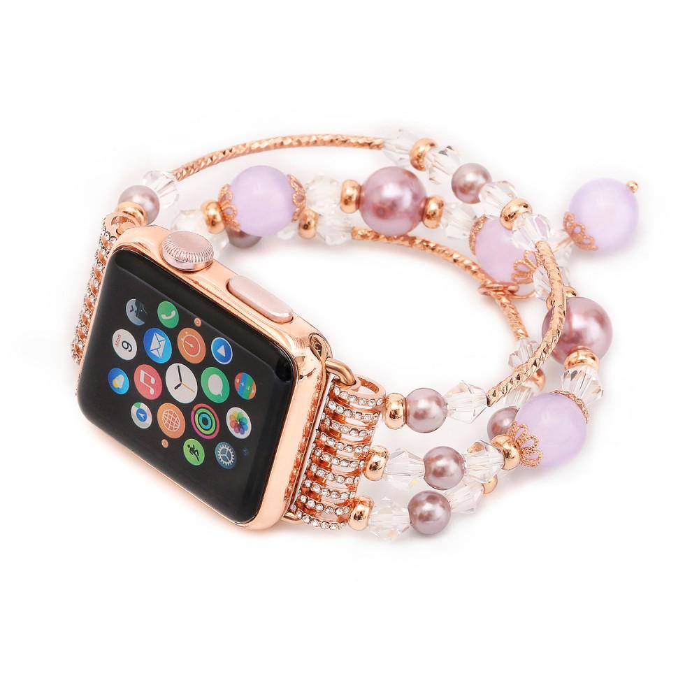 Apple Elastic stretch Apple Watch Band, charm Beads Pearl Bracelet Strap 6 5