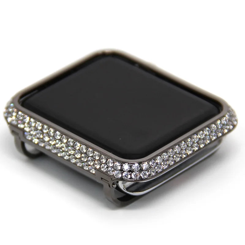 Hand-made Women Diamond Case Protector For Apple Watch Series 5 4 3 2 1 Bling Cover iWatch 38mm 42mm 40mm 44mm Fran-56bk