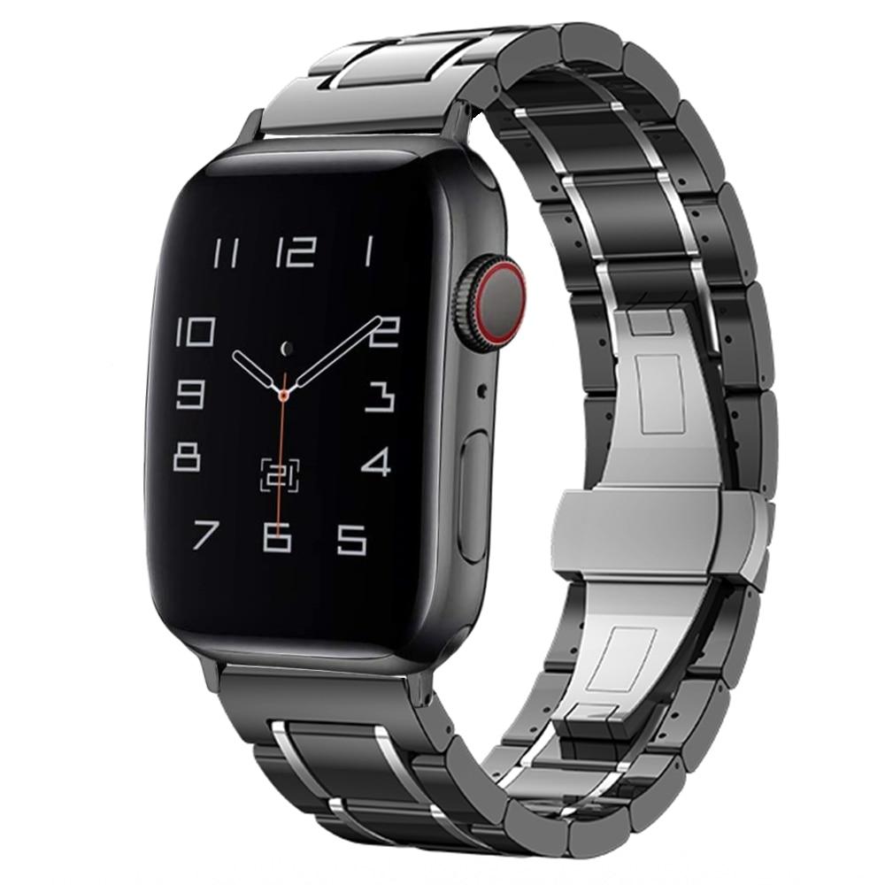 Watchbands Black silver / 38mm or 40mm Luxury two tone Ceramic shiny Steel black Strap Apple Watch Band 6 5 4