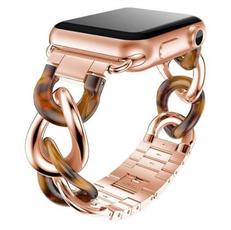 Rose Gold Metal Rivet Leather Sport Strap For iWatch Series 6 5 4 –  www.