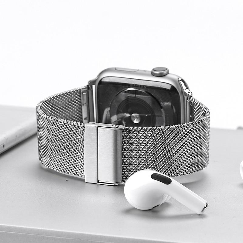Apple Apple Watch Series 6 5  Band, Milanese mesh sport Loop Stainless Steel Watchband with Double Buckle 38mm, 40mm, 42mm, 44mm
