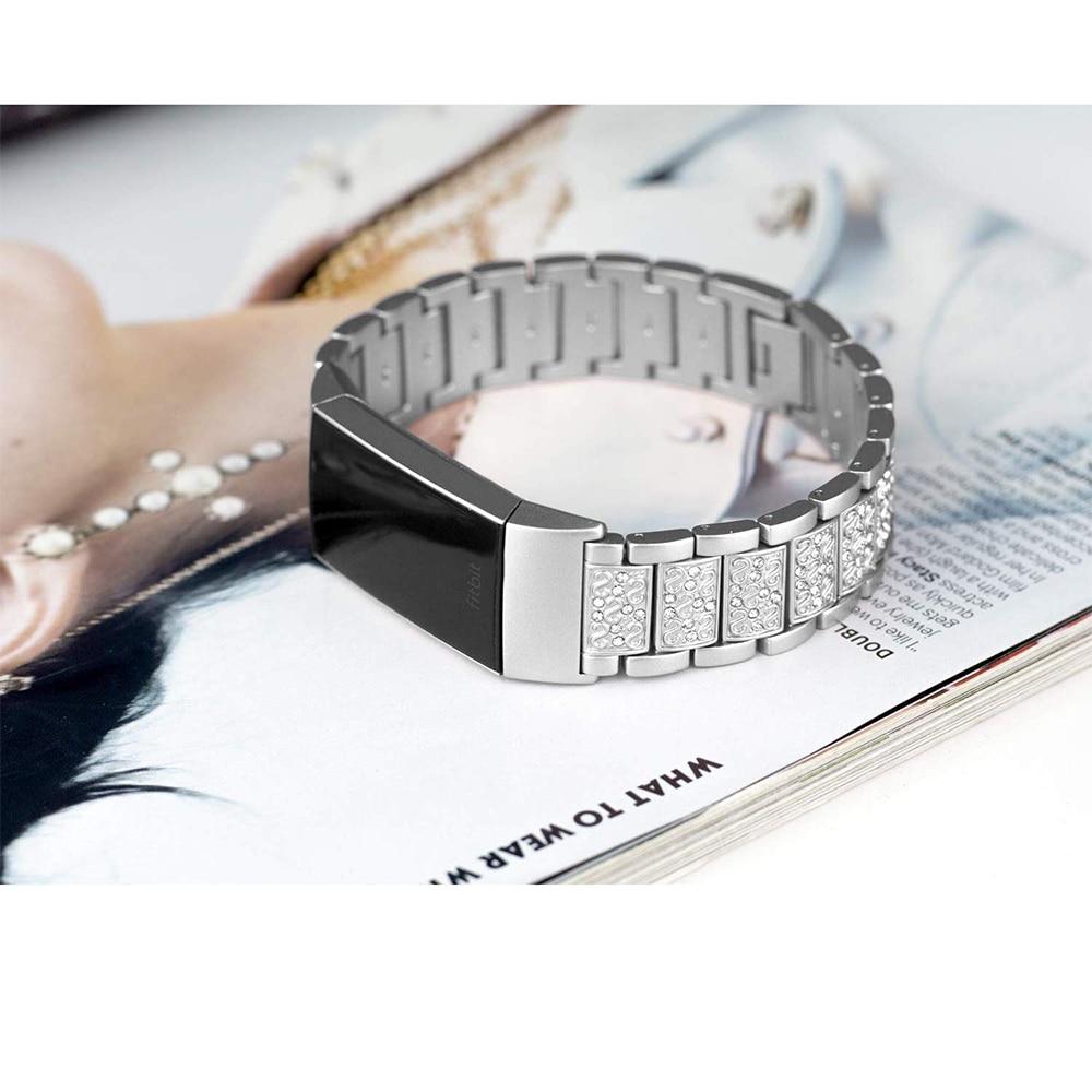 Watchbands Fitbit Charge 3/4 Bling Diamond Luxury Bracelet for Women Sparkling Steel Strap Wristwatch band Accessories Watchband Feminine Smartwatch