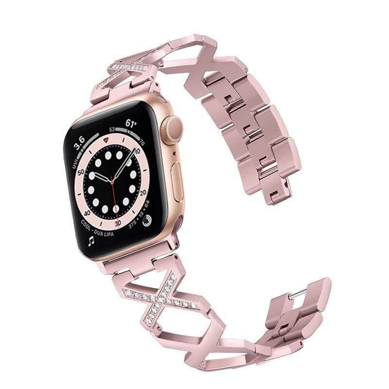 Watchbands JANSIN Diamond Stainless Steel Strap for Apple Watch series 6 SE 5 4 3 watchband Women Bracelet iWatch band 38mm 42mm 40mm 44mm|Watchbands|