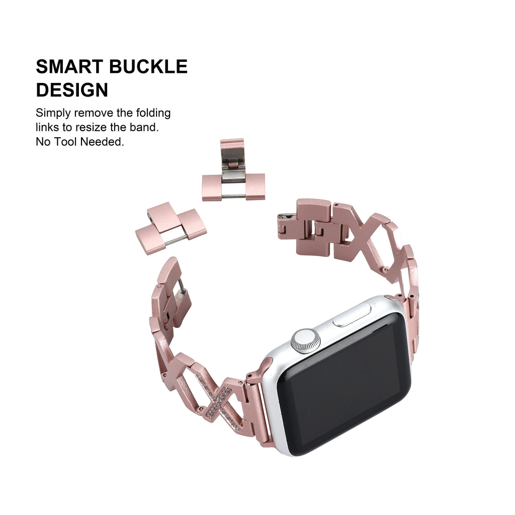 Watchbands JANSIN Diamond Stainless Steel Strap for Apple Watch series 6 SE 5 4 3 watchband Women Bracelet iWatch band 38mm 42mm 40mm 44mm|Watchbands|
