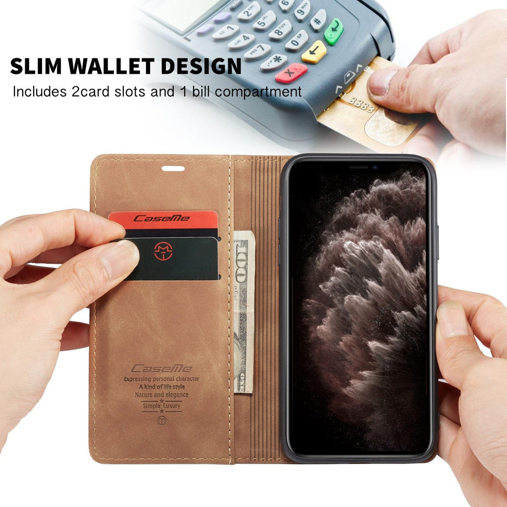 Wallet Cases Leather Case for iPhone 12 11 Pro X XR XS Max,CaseMe Retro Purse Luxury Magneti Card Holder Wallet Cover For iPhone 8 7 6 Plus 5|Wallet Cases|