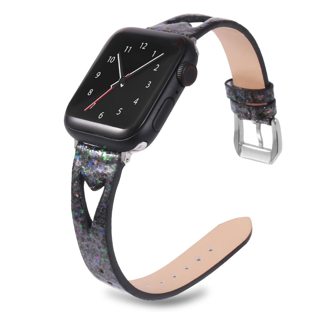 Watchbands Leather Strap For Apple watch band 40mm 44mm iwatch band 38mm 42mm Shining Genuine Leather strap apple watch 4 3 2 1 Accessories|Watchbands