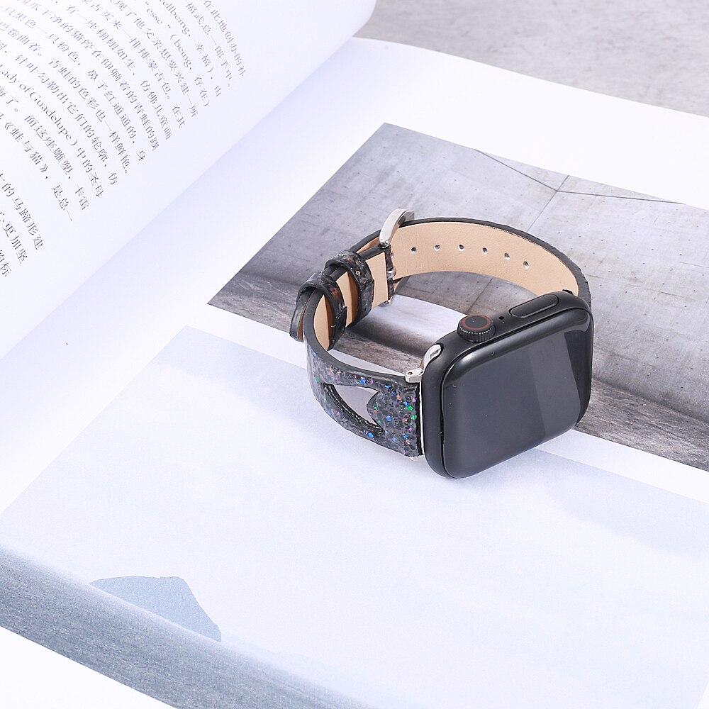 Watchbands Leather Strap For Apple watch band 40mm 44mm iwatch band 38mm 42mm Shining Genuine Leather strap apple watch 4 3 2 1 Accessories|Watchbands