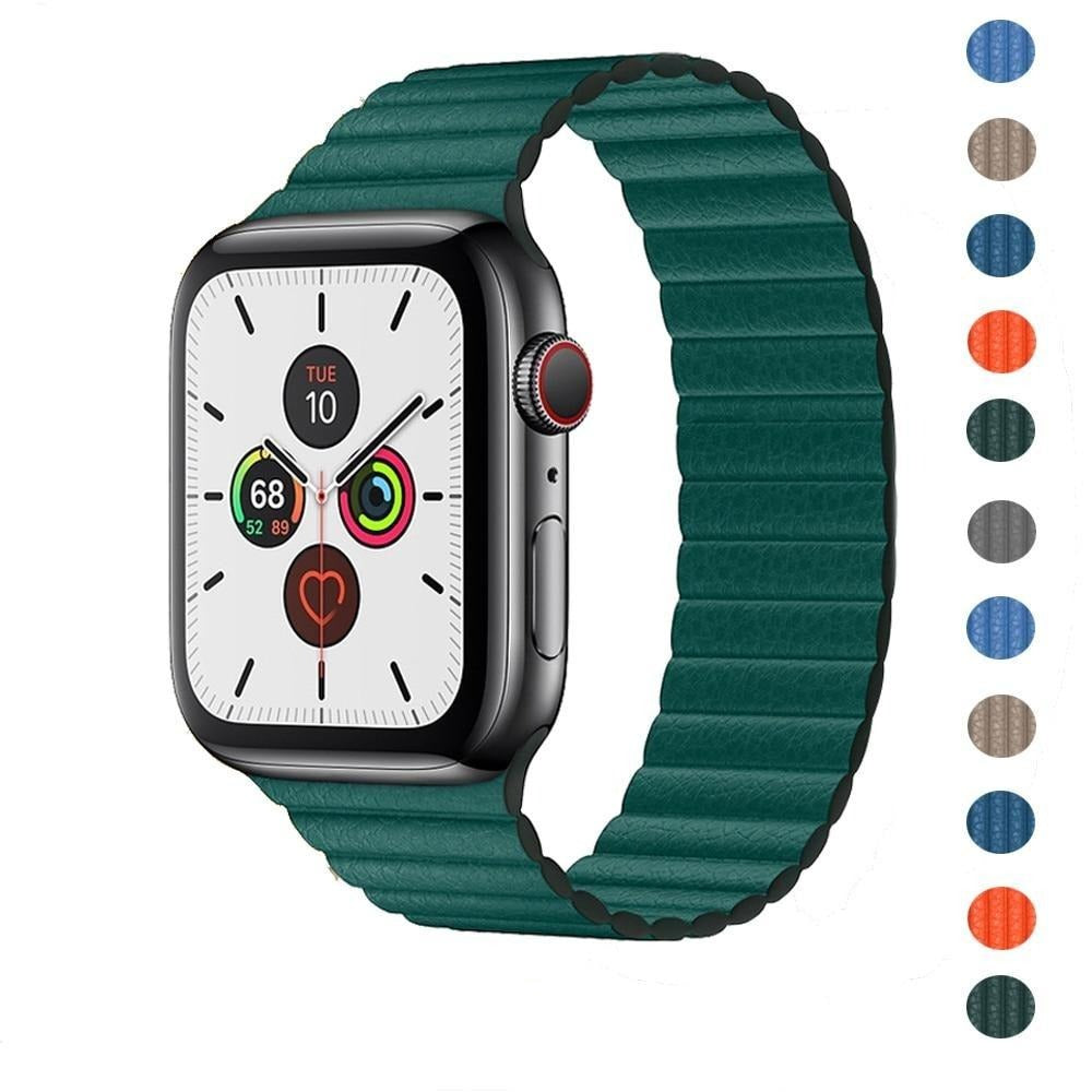 Watchbands Leather loop strap For Apple watch series 6 SE 5 4 3 Magnetic belt bracelet iWatch 42mm 38mm for Apple watch Band 40mm 44mm|Watchbands|