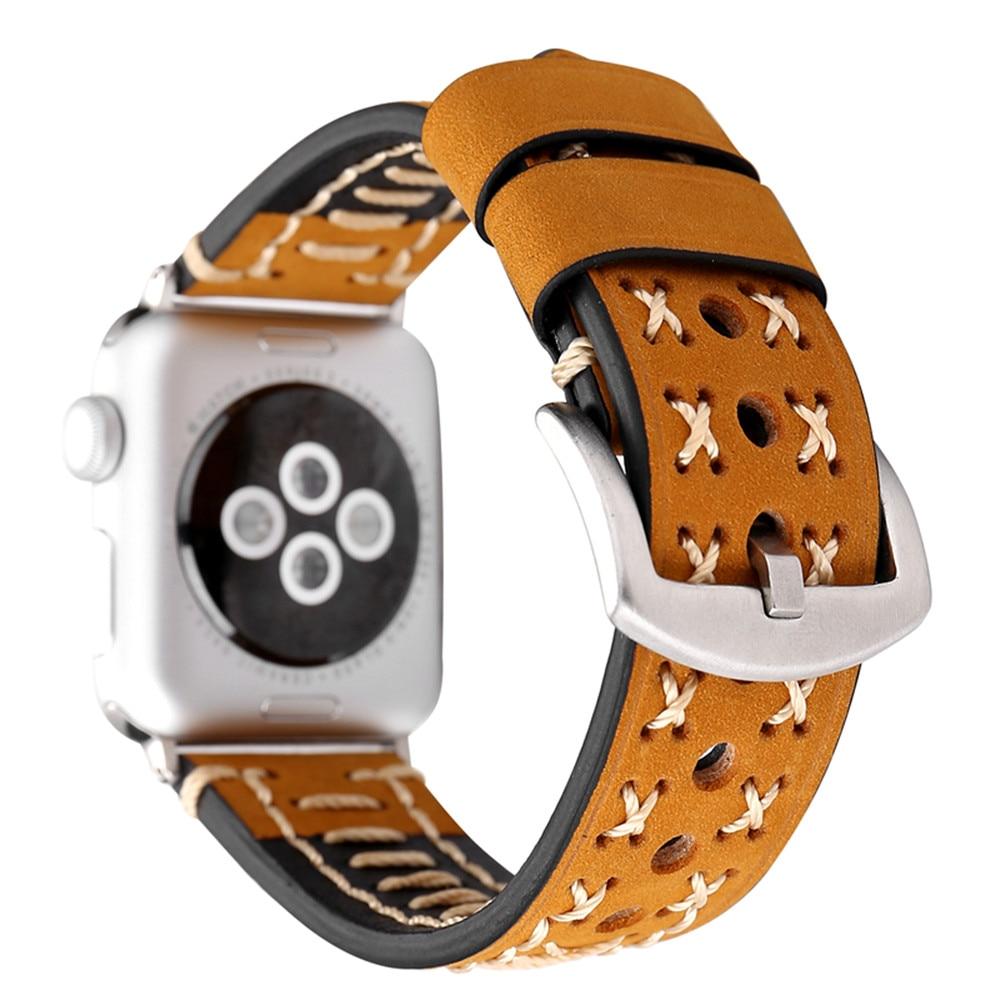 Watchbands Leather strap For Apple Watch band 44 mm 40mm iwatch band 42mm 38mm handmade wrist pulseira bracelet correa apple watch 5 4 3 2|Watchbands|