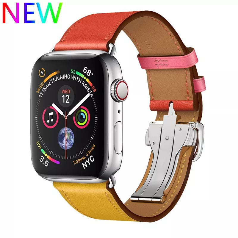 Retro Leather Strap For Apple watch band 44mm 40mm 42mm 38mm wrist  watchband bracelet for iWatch serie 3 4 5 6 se 7 8 41mm/45mm - AliExpress