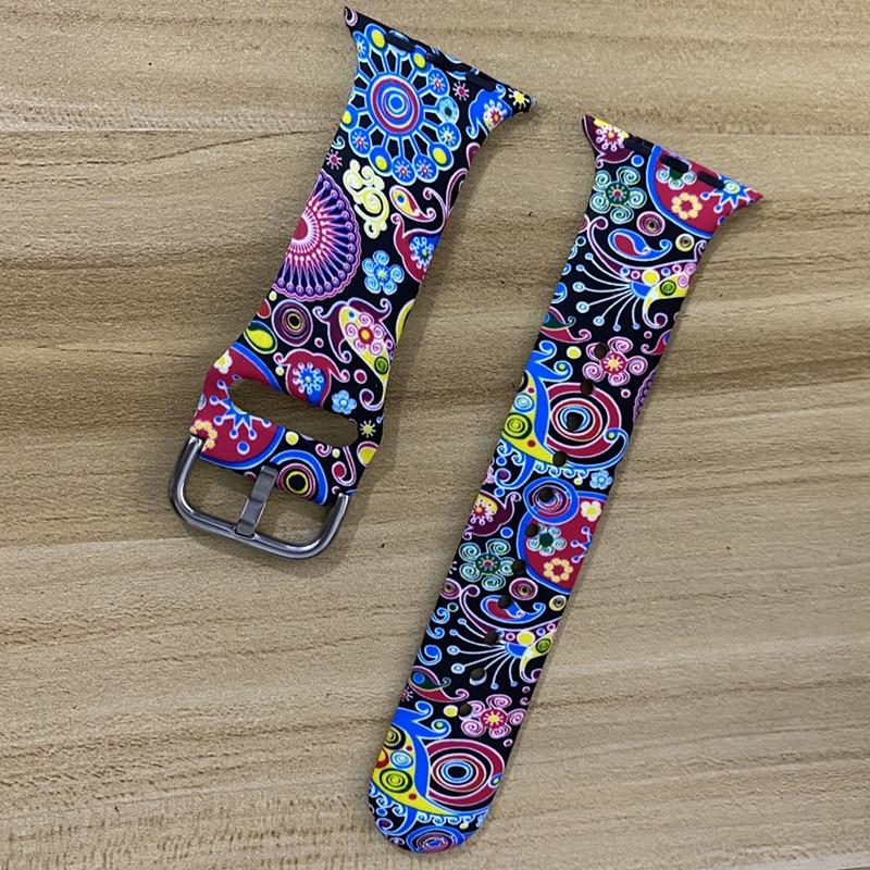 Watchbands Leopard Printing Silicone Strap for Apple Watch Band 44MM 40MM 38MM 42MM Floral Bracelet Belt for iWatch Series 6 SE 5 4 3 2 1|Watchbands|
