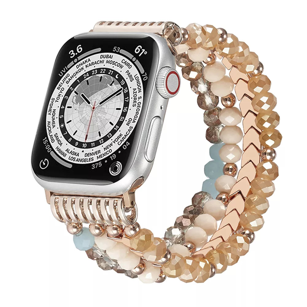 Luxury elastic Apple Watch Band, Women Rose gold silver black adapter