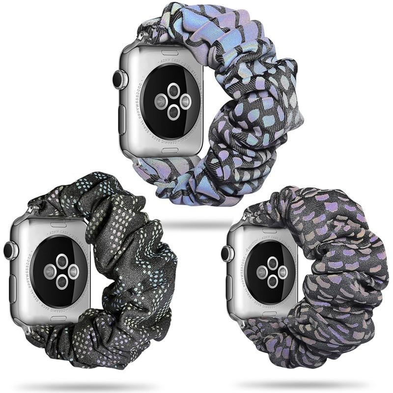 Watchbands Luminous Scrunchie Elastic Watch Band for Apple Watch 5 4 Band 38mm/40mm sport strap 42mm/44mm Series 5 4 3 2 1 Bracelet Fabric|Watchbands|