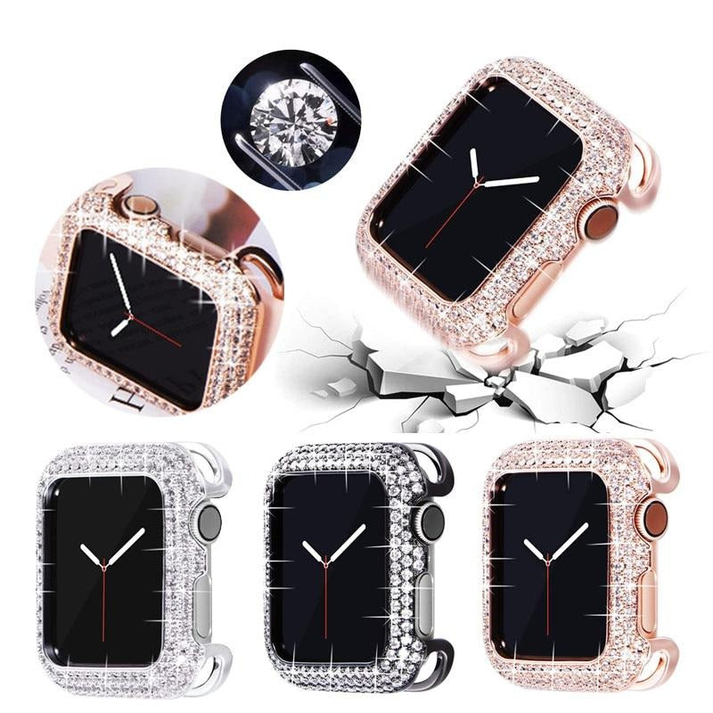 Watch Cases Luxury Bling Cases For Apple Watch Diamond Bumper Protective Case for Apple Watch Cover 38MM 42MM 40MM 44MM Series 6 SE 5 4 3 2|Watch Cases