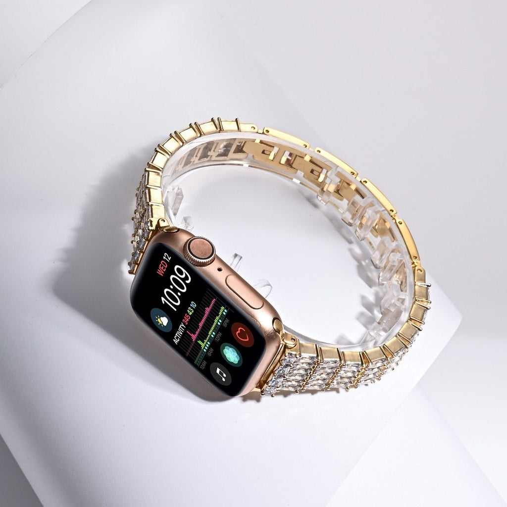 Watchbands Shiny Diamond Strap For Apple Watch Band Series 6 5 4 Ladies Luxury Metal Bracelet iWatch 38mm 40mm 42mm 44mm Women Wristband |Watchbands|