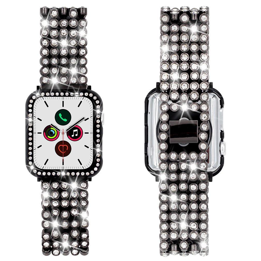Watchbands Luxury Diamond Case+Stainless Steel Strap for Apple Watch Band 38mm 42mm 40mm 44mm Women Bracelet iWatch Series SE 6 5 4 3 2 1|Watchbands|