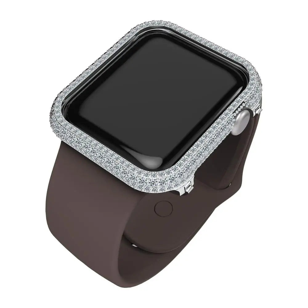 10％ Off | Luxury Full Bling Rhinestone Crystal Diamond Bezel Case Cover for Apple Watch Series 6 5 4 44mm 40mm 7 8 9 41mm 45mm Men Women